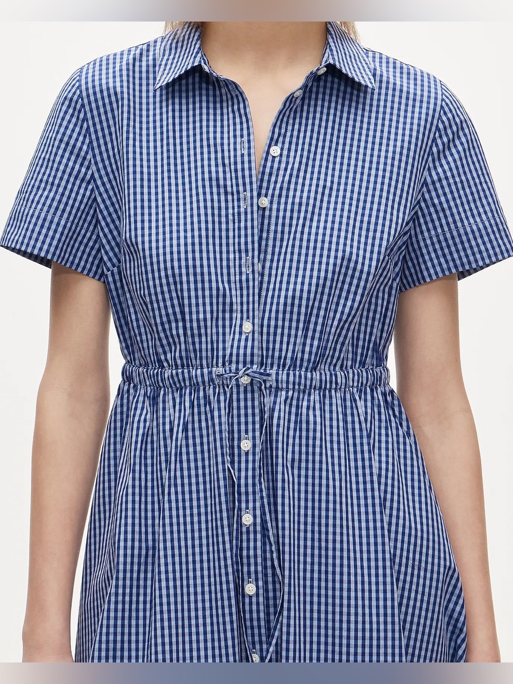 J.Crew Cerise shirt-dress in gingham cotton poplin in brilliant indigo - Picture 2 of 9